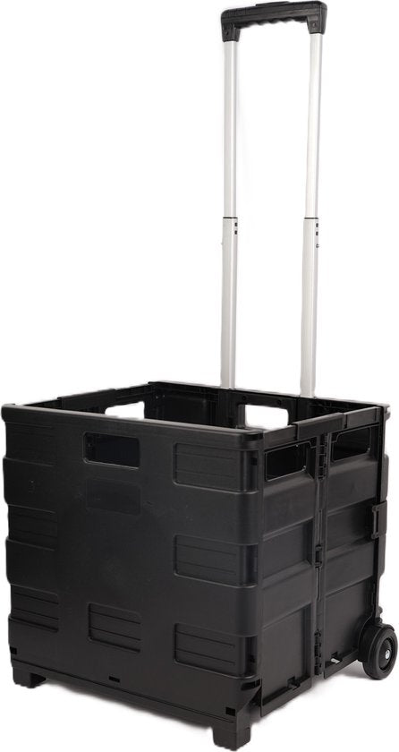 8719001870230 - Einkaufswagen mit klappbarer Kiste - 50 Liter mit 2 Rädern- faltbar- Einkaufskiste-Schwarz