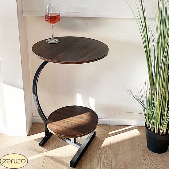 8719001871824 - Beistelltisch - Doppelte Tischplatte rund 30 und 40 cm - Couchtisch - Bank Tisch - Atmosphärischer Tisch - Braun 8719001871824 - Beistelltisch - Doppelte Tischplatte rund 30 und 40 cm - Couchtisch - Bank Tisch - Atmosphärischer Tisch - Braun