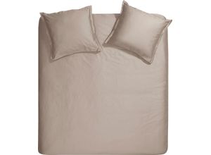 8719002126275 - Bettwäsche CINDERELLA Plain Sundays Gr B L 200 cm x 200 cm (1 St) B L 80 cm x 80 cm & 80 cm x 80 cm (2 St) Satin grau (taupe) Satin-Bettwäsche mit Stehsaum