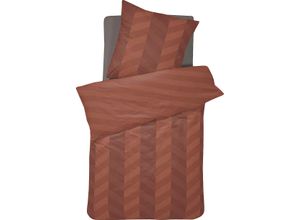 8719002187917 - Bettwäsche DAMAI Atomy Gr B L 135 cm x 200 cm (1 St) B L 80 cm x 80 cm (1 St) Satin (Bio-Baumwolle) rot (brick red) Satin-Bettwäsche mit Fischgrätmuster