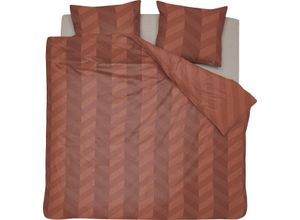 8719002187931 - Bettwäsche DAMAI Atomy Gr B L 200 cm x 200 cm (1 St) B L 80 cm x 80 cm (2 St) Satin (Bio-Baumwolle) rot (brick red) Satin-Bettwäsche mit Fischgrätmuster