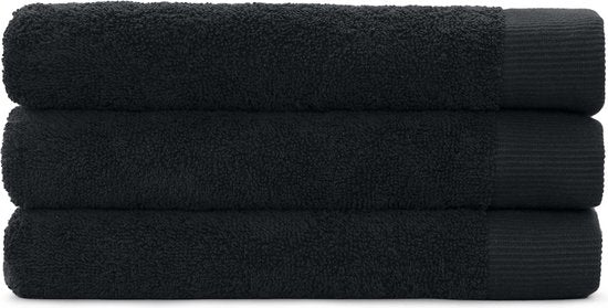 8719002191488 - Weekend Handtuch Set - 3 Stück - Badetuch 60x110 cm - 100% Baumwolle - Schwarz