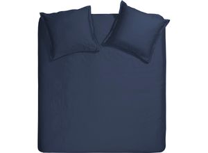 8719002203419 - Bettwäsche CINDERELLA Sundays Gr B L 200 cm x 200 cm (1 St) B L 80 cm x 80 cm (2 St) Satin blau (navy) Satin-Bettwäsche weich und stark