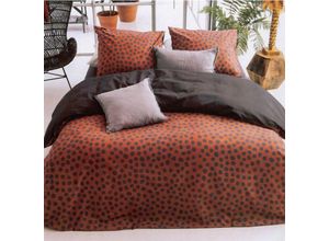 8719023418304 - Bestlivings - Bettwäsche 2-tlg Bettbezug Set 135x200cm + 80x80cm - Spots & Dots ( Cognac ) - Schlafkomfort Bettgarnitur mit Reißverschluss Baumwolle