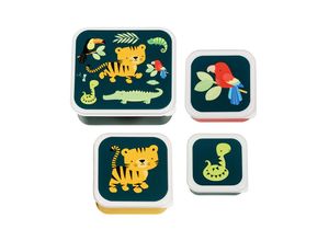 8719033869868 - A Little Lovely Company - Snackbox JUNGLE TIGER 4er-Set in bunt