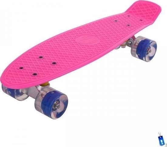 8719033955608 - Retro-Kunststoff-Skateboard Penny Board - Räder mit LED-Leuchten - Skate Square - Pink