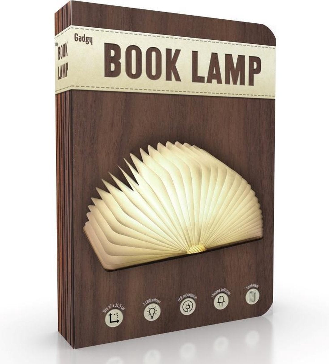 8719075227015 - Book Lamp - Tischlampe für das Schlafzimmer - Stimmungsvolle Innenbeleuchtung - Größe 215 x 17cm - Wiederaufladbar