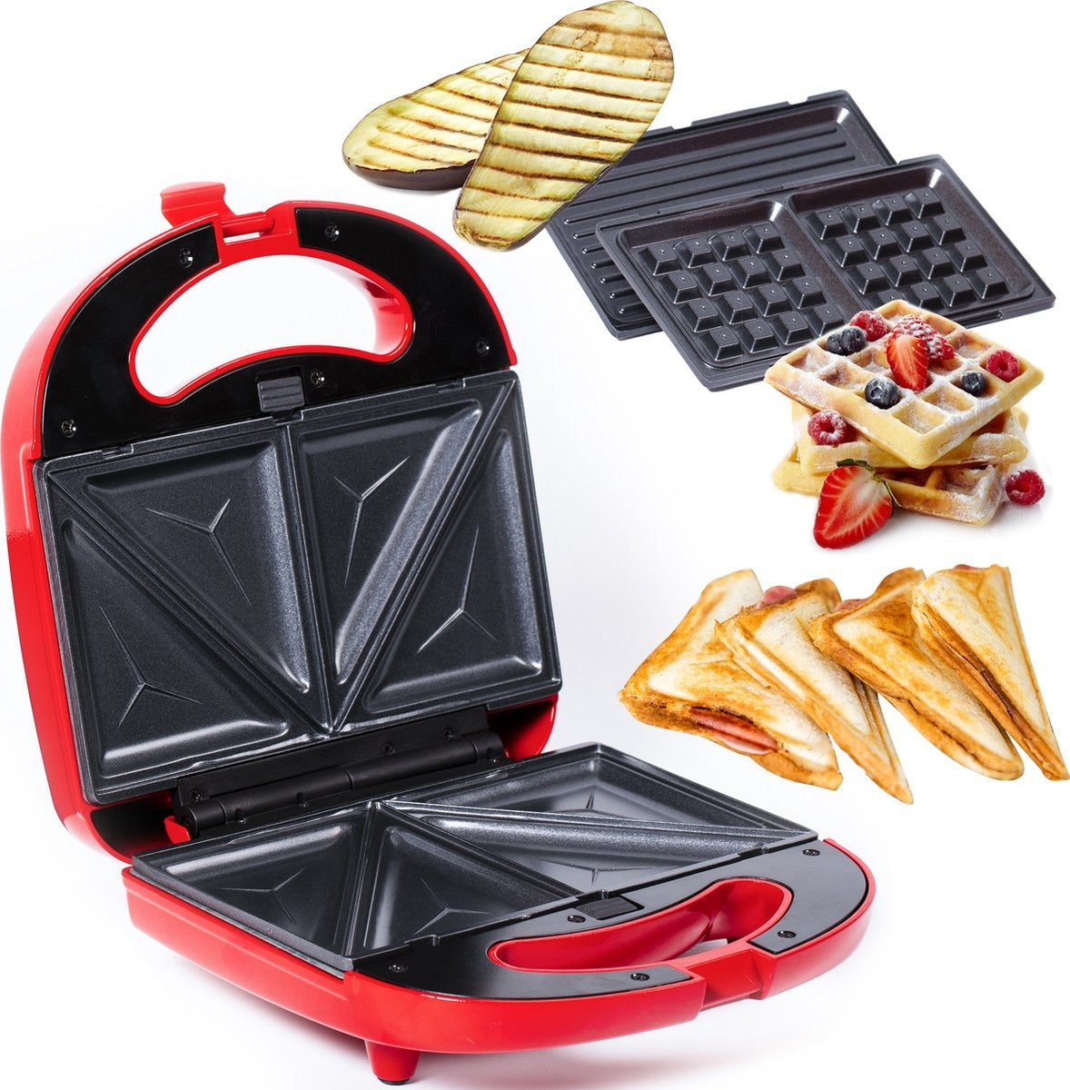 8719075227107 - Toasti-Gerät - Waffeleisen - Grillgerät - 3 in 1 - austauschbare Platten - Toasti-Eisen - 800 Watt