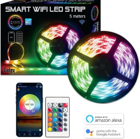 8719075227299 - Led Strip 5 Meter - RGB - Smart Led Strip - Smartphone App - Fernsteuerung - Kompatibel mit Google Home und Amazon Alexa