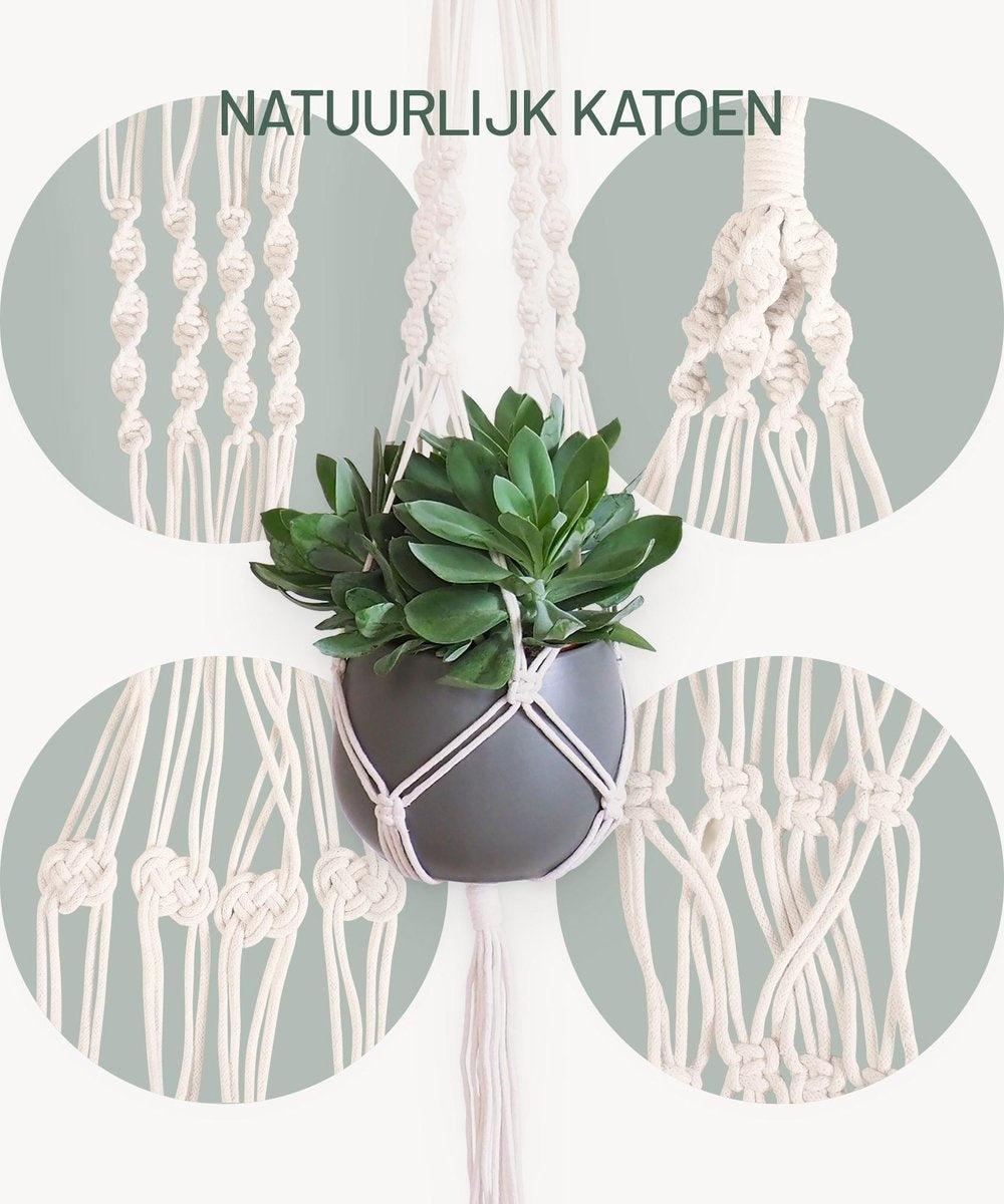 8719075227442 - Plant Hanger MacramÃ© - Luxus geflochtene Seil Baumwolle - 3 Stück - Blumentopf hängen - hängenden Topf