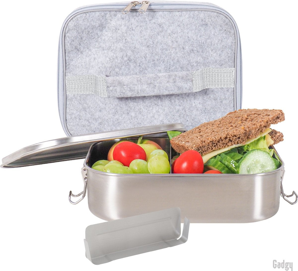 8719075227558 - Lunchbox aus Edelstahl - mit Kühltasche - 1400 ml - Brotdose mit separater Lebensmittelunterteilung