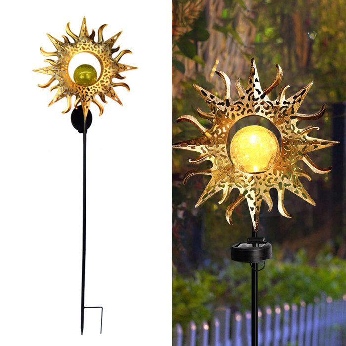 8719075227862 - Solar Sun mit Erdspieß - 2er Set - 103 cm hoch - bronzefarbenes Metall - solarbetriebene Gartenleuchte für draußen - Led-Außenleuchte mit Sensor - Gartenfackel - Gartenpfähle