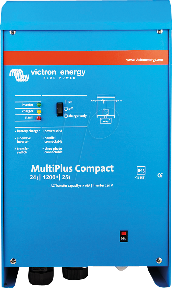 8719076022022 - Wechselrichter »Inverter   Charger Victron MultiPlus C 24 1200 25-16« Wandler 1200 W 24 VDC blau Elektroinstallation