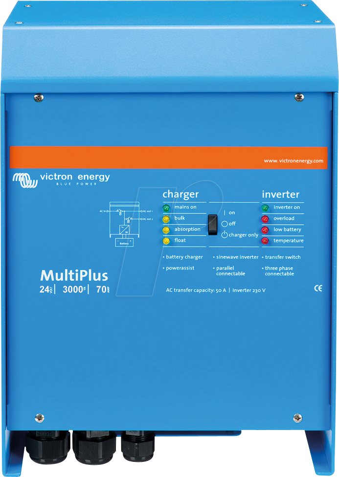 8719076045175 - Wechselrichter »Inverter   Charger Victron MultiPlus 24 3000 70-50« Wandler 3000 W 24 VDC blau Elektroinstallation