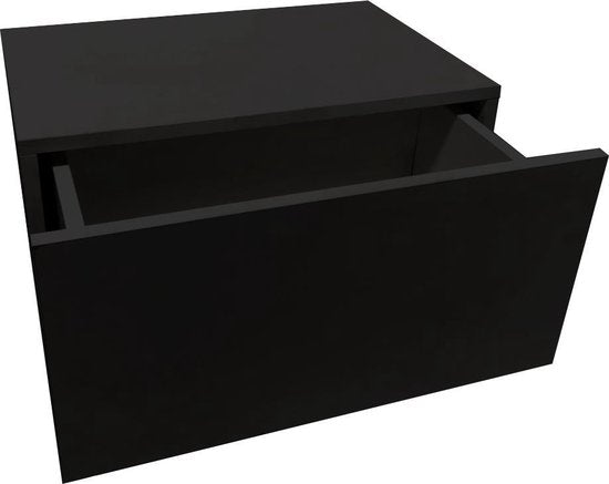 8719128191584 - Schwebender Nachttisch - Hängedielenschrank - mit Schublade - 50 cm breit - schwarz