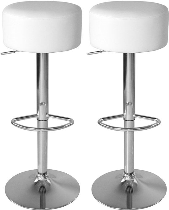 8719128191751 - Elegante Barhocker mit weißem Sitz und verstellbarer Höhe - Küchenstuhl - Zweier-Set 8719128191751 - Elegante Barhocker mit weißem Sitz und verstellbarer Höhe - Küchenstuhl - Zweier-Set