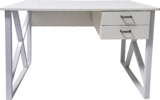 8719128192307 - Desk Computertisch - Metall Holz - weiß