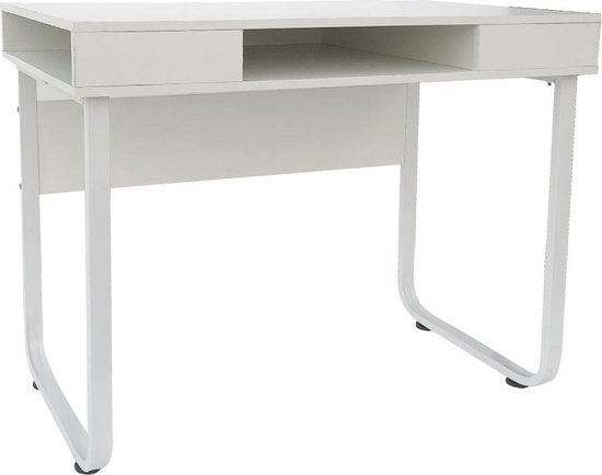 8719128193380 - Computertisch - Metall mit Holz - 55 x 78 x 110 cm - Weiß