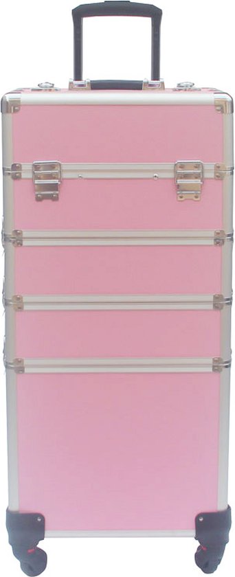 8719128195322 - Schminkkoffer Trolley - Kosmetik Make-up Nagelnecessaire - 4 in 1 - Pink