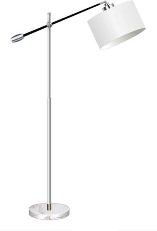 8719128196473 - Stehleuchte Bogenlampe verstellbar silber weiß creme lampenschirm 8719128196473 - Stehleuchte Bogenlampe verstellbar silber weiß creme lampenschirm
