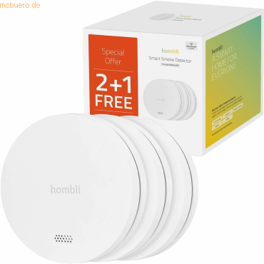 8719128890050 - Hombli smarter Rauchmelder weiß (2+1 Promo Pac