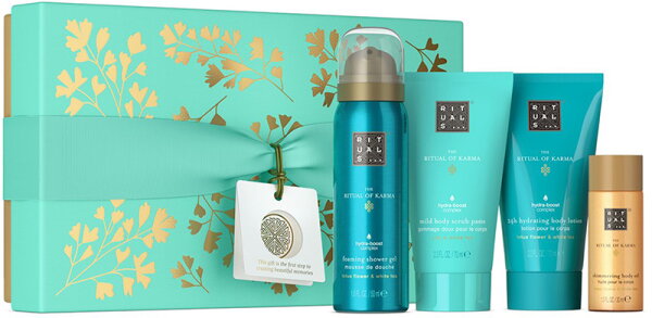8719134184440 - RITUALS Rituale The-Ritual-Of-KarmaSmall Gift Set Shimmering Body Oil 30 ml + Foaming Shower Gel 50 ml + Mild Body Scrub Paste 70 ml + 24h Hydrating Body Lotion 70 ml 1 Stk (2299 €   1 Stk)