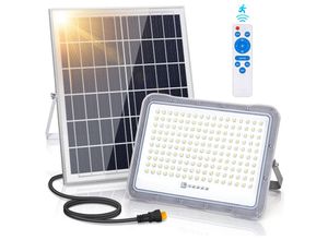 8719138829040 - 200W Solar Strahler AußenSuperheller led Strahler mit Großflächige Solarpanel & FernbedienungDämmerungs-und Bewegungssensorenzwei ModiKaltweiß