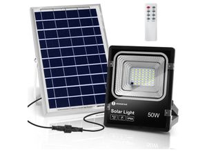 8719138831784 - 50W Solar Strahler Außen Superhelles led Flutlichter mit Solarpanel Kaltweiß 6500K IP66 Schutzgrad Solarstrahler Scheinwerfer Außenstrahler für