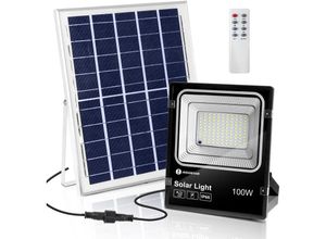 8719138831791 - 100W Solar Strahler AußenSuperhelles led Flutlichter mit Solarpanel Kaltweiß 6500K IP66 Schutzgrad Solarstrahler Scheinwerfer Außenstrahler für