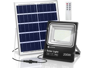 8719138831807 - 200W Solar Strahler Außen Superhelles led Flutlichter mit Solarpanel Kaltweiß 6500K IP66 Schutzgrad Solarstrahler Scheinwerfer Außenstrahler für