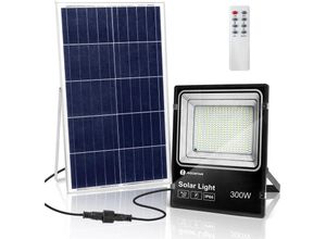 8719138831814 - 300W Solar Strahler Außen Superhelles led Flutlichter mit Solarpanel Kaltweiß 6500K IP66 Schutzgrad Solarstrahler Scheinwerfer Außenstrahler für