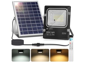 8719138837823 - Aigostar-Solar LED Strahler Außen mit Fernbedienung50WDimmbar 3000K 4500K 6500KGroße Solarpanel Solarlampen für Außen5000mAHGroße