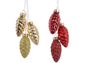 8719152705788 - Pendaglioendino Vetro Pigne Rosso Oro 25xH6cm