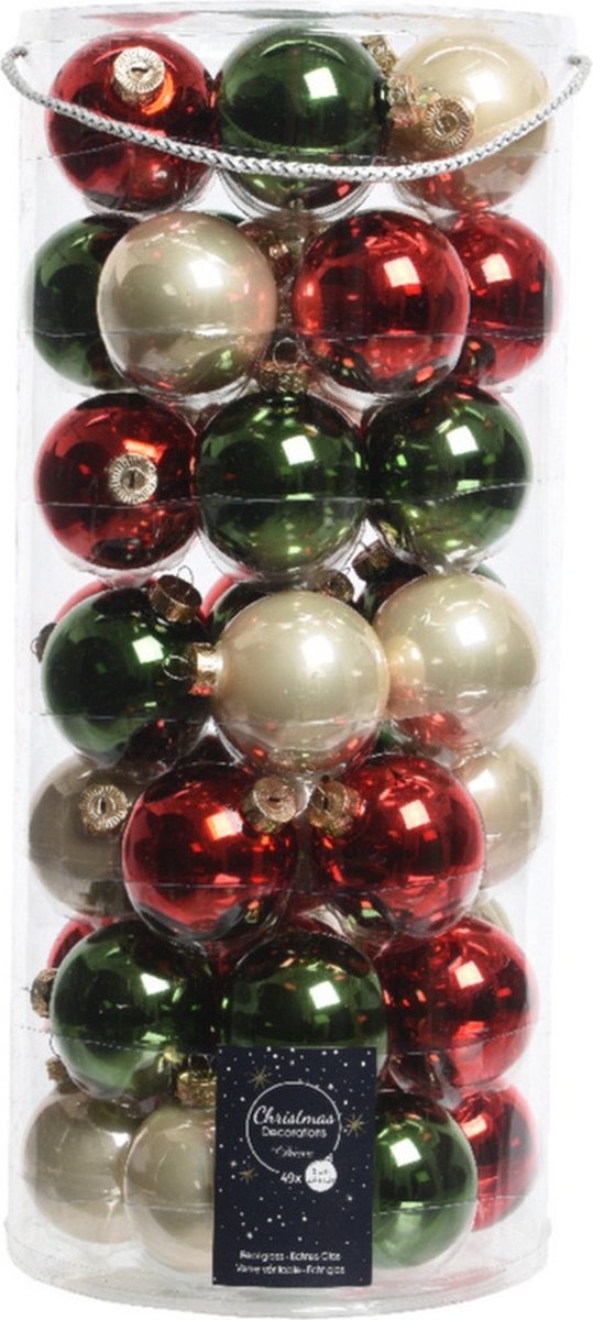 8719152707843 - Decosis Weihnachtskugeln Mix - 49 Stück - ø 6cm - Glas - Rot Grün