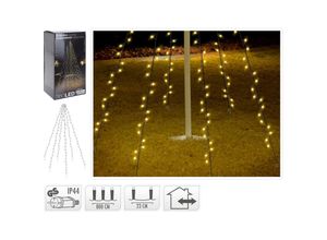 8719202006476 - ECD Germany Fahnenmast Lichterkette 10 Stränge à 8 Meter mit 360 LEDs Warmweiß für Bäume inkl 10 Heringen und 10 Kabelbindern Schwarz IP44