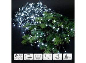 8719202259933 - ECD Germany LED Cluster Lichterkette 8m mit 400 LEDs Kaltweiß 8 Modi Strombetrieb IP44 Wasserdicht Innen- und Außenbereich Weihnachtsbeleuchtung