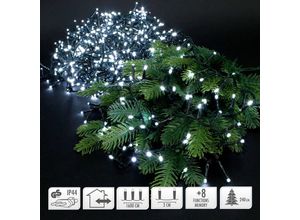 8719202260052 - Led Cluster Lichterkette 16m mit 800 LEDs Kaltweiß 8 Modi Strombetrieb IP44 Wasserdicht Innen- und Außenbereich Weihnachtsbeleuchtung