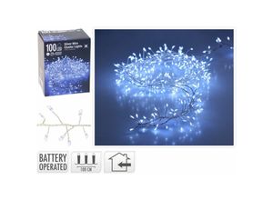 8719202318739 - EDM - LED-Büschellichterkette Silberdraht 100 LEDs kaltweiß Batteriebetrieb