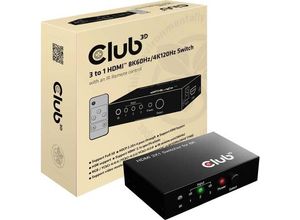 8719214472719 - club3D HDMI Switchbox 3 Port HDMI-Switch mit Fernbedienung 7680 x 4320 Pixel