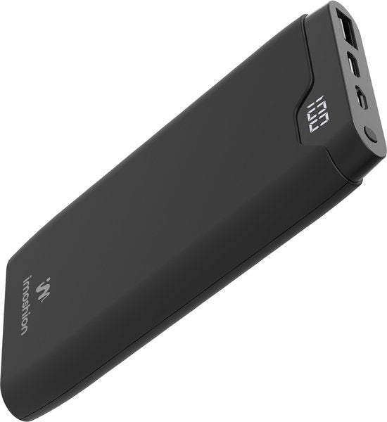 8719295437447 - imoshion® Powerbank 10000 mAh - Schnellladegerät 18W - Power Delivery - USB C & USB A - Geeignet für Apple iPhone und Samsung ua - Schwarz