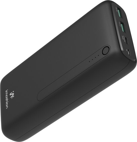 8719295550801 - iMoshion® Powerbank 27000 mAh - Schnelles Ladegerät & Batterieanzeige - Geeignet für iPhone & Samsung ua - 18 Watt - USB A USB C & Micro USB - Schwarz