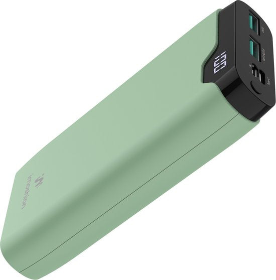 8719295584196 - Powerbank 20000 mAh - Schnellladegerät 225W - LED-Anzeige - USB C & USB A - Geeignet ua für iPhone und Samsung - Universal - Hellgrün