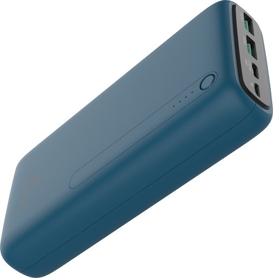 8719295584257 - iMoshion® Powerbank 27000 mAh - Schnelles Ladegerät & Batterieanzeige - Geeignet für iPhone & Samsung ua - 18 Watt - USB A USB C & Micro USB - Blau