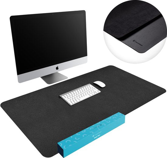 8719295585889 - Schreibtischunterlage - 120 x 60 cm - Hochwertiges Kunstleder - Schreibtisch-Accessoires - Schreibtisch-Organizer - Rutschfestes Mauspad XXL - Inklusive Trageschlaufe - Schwarz
