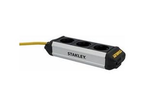 8719322270856 - Stanley Steckdosenleiste 3-fach 2m mit Haken Aluminiumgehäuse schwarz