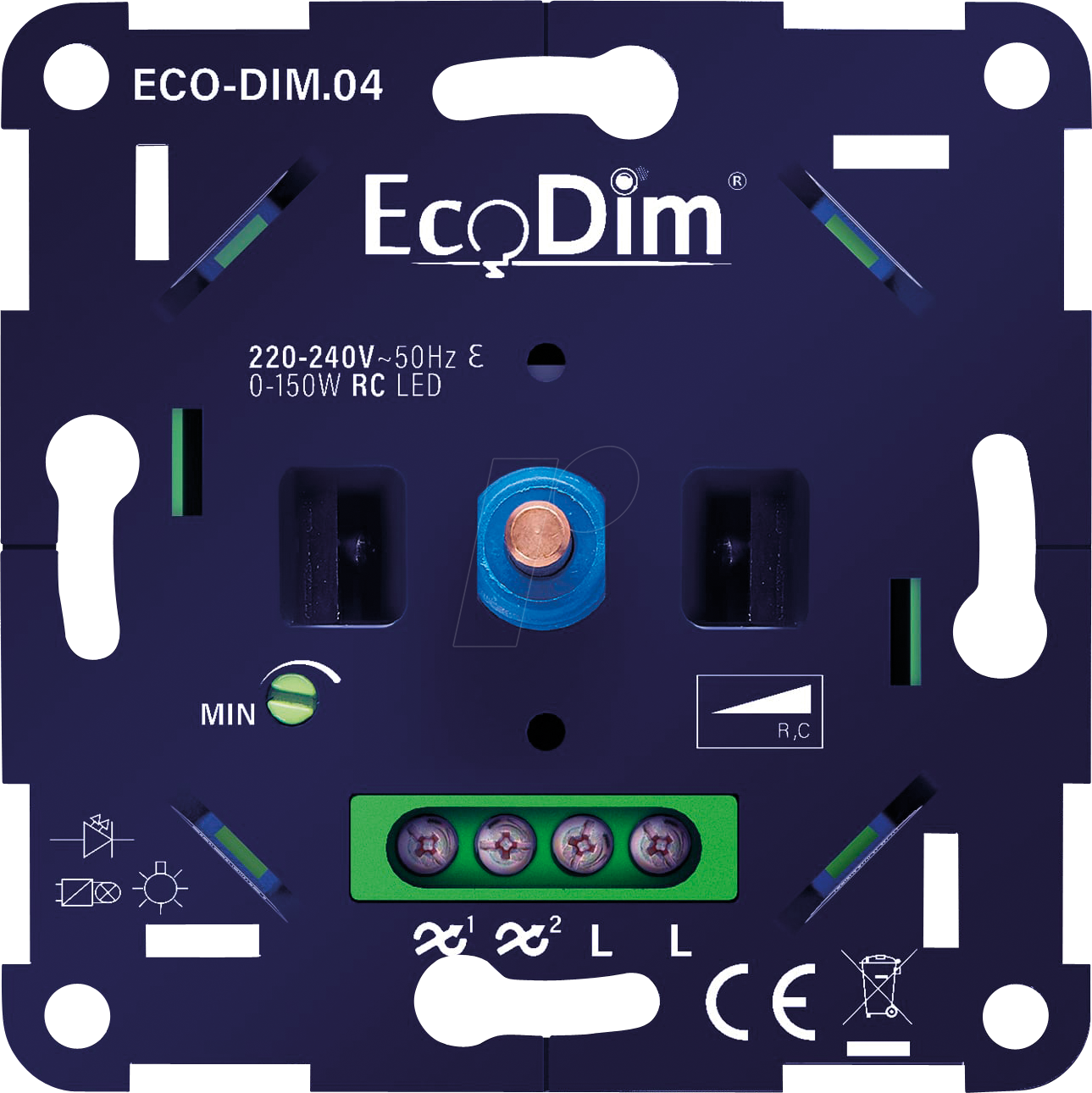 8719322370716 - Ecodim LED-Dimmer - 0-150 W - Taster Schalter - Phasenabschnitt - Eingebaut - ECO-DIM04