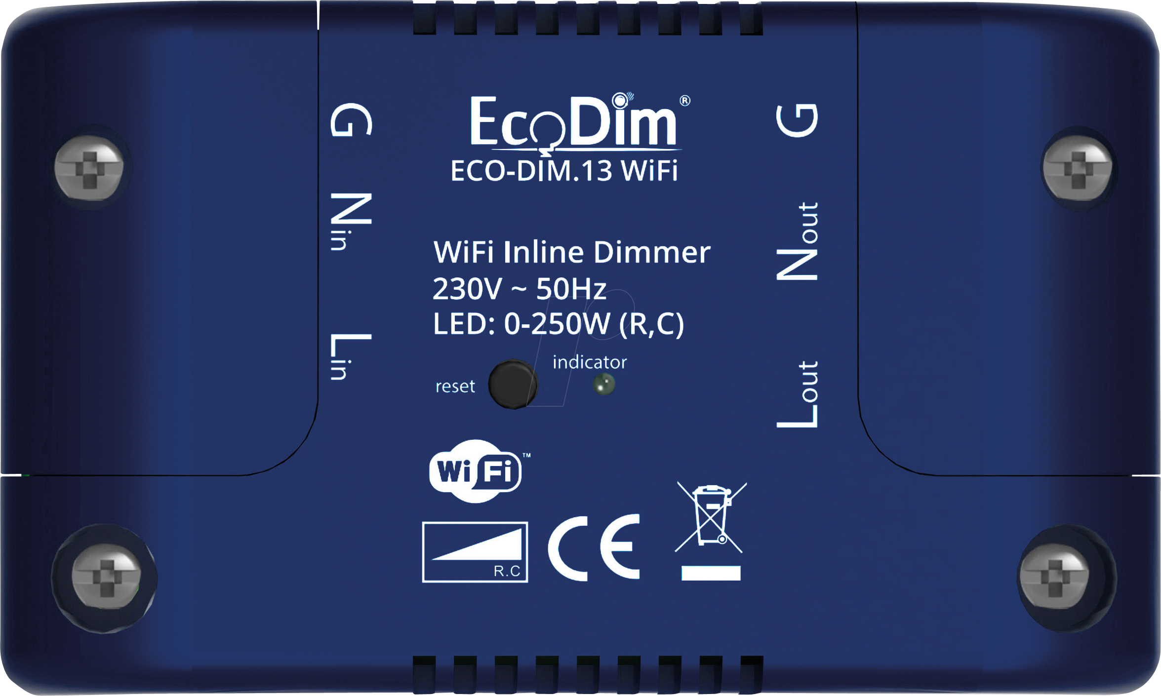 8719322373533 - ECO-DIM13-WIFI - Inline-Dimmer WiFi 250 W Phasenabschnitt (RC)