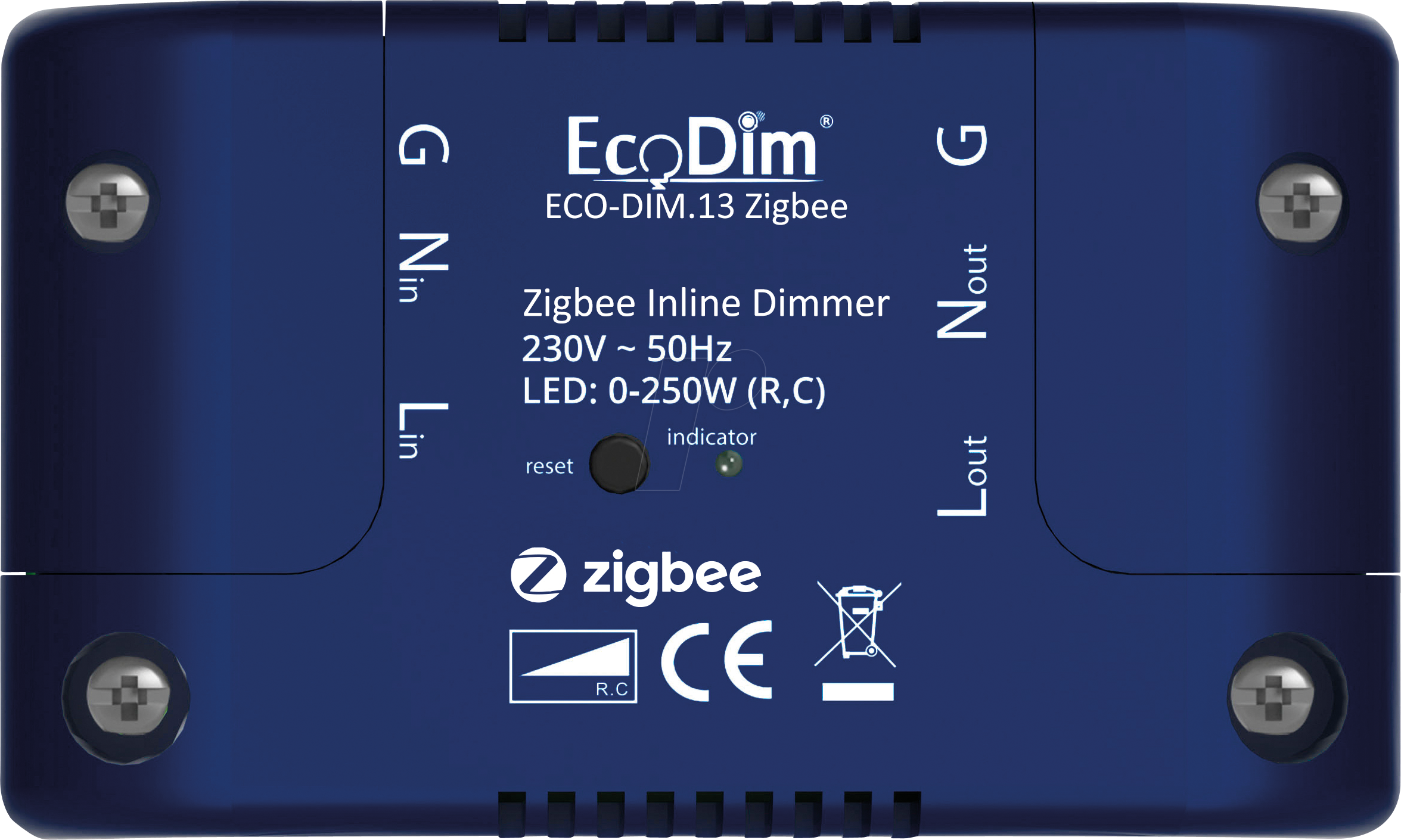 8719322373540 - ECO-DIM13-ZGB - Inline-Dimmer Zigbee 250 W Phasenabschnitt (RC)