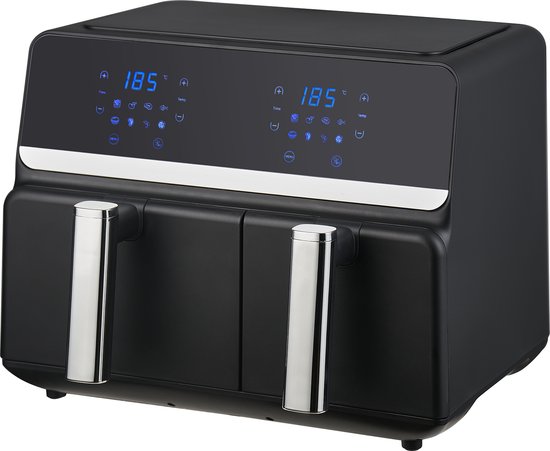8719324937887 - Digital Double Airfryer XXL - Heißluftfritteuse mit Touchscreen - Fassungsvermögen 55 + 35 Liter - 8 Kochprogramme - Schwarz