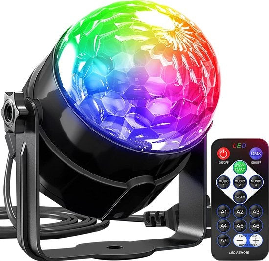 8719325619454 - Disco-Lampe mit Fernbedienung - für Kinder und Erwachsene - Party-Lichter - Disco-Kugel - Disco-Licht - Disco-Lampe